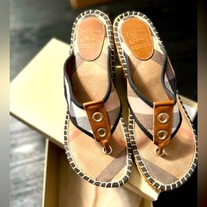 Burberry Thong Wedge Sandals sz 40